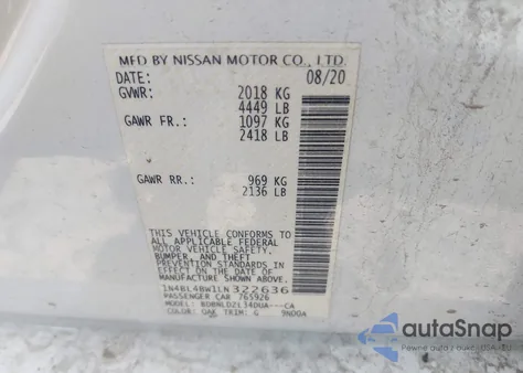 2020 Nissan Altima S Intelligent Awd z USA, uszkodzony, nr VIN 1N4BL4BW1LN322636